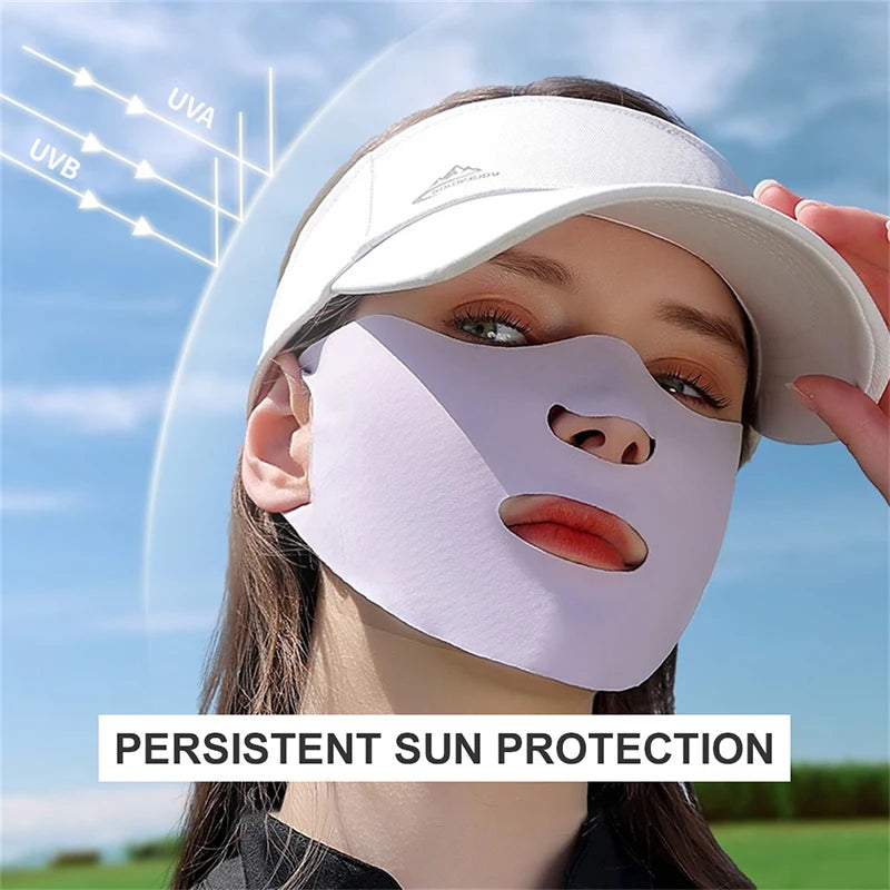 Ice Silk Sunscreen Mask Female Breathable Thin Section Hanging Ear Type Sports Sunshade