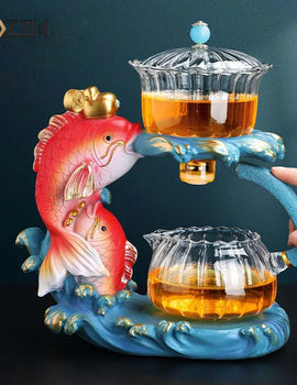 Fish  Teapot Glass Lazy Automatic Tea Making Household Pu'er Oolong Tea Set Infuser Drinking
