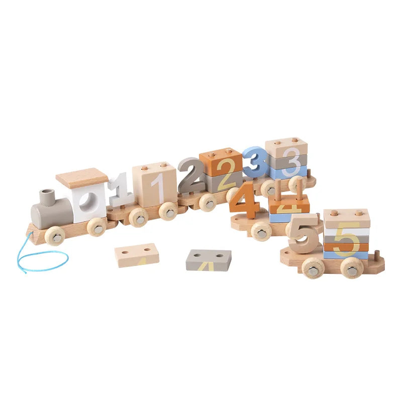 Wooden Number Learning Train Toy with Detachable Carriages