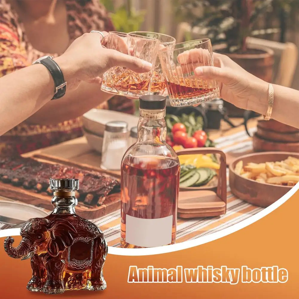 120ml Whiskey Glass Decanter Animal Statue Wine Bottle Liquor Container Elephant Deer Owl Tabletop Decoration For Home Bars Cafe
