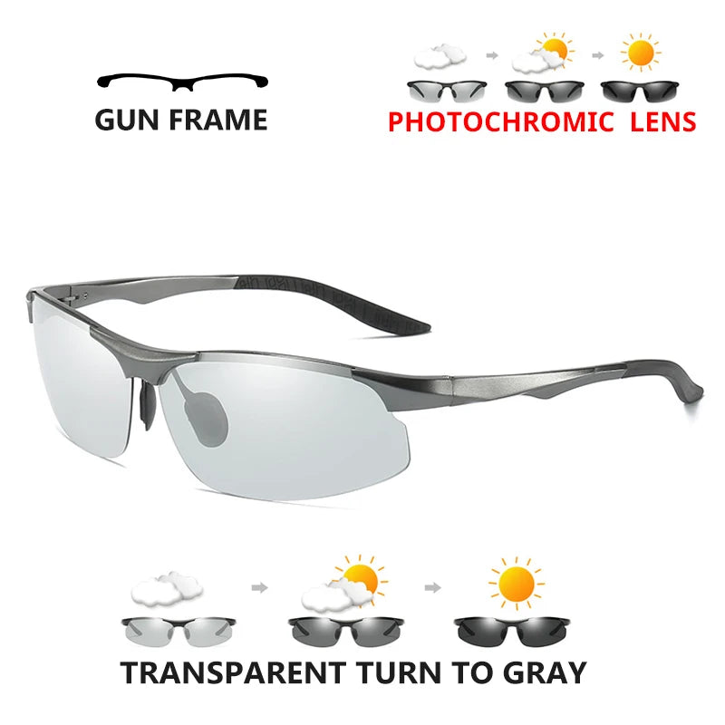 Aluminum Photochromic Polarized UV400 Mirror Driving Sunglasses for Men Women