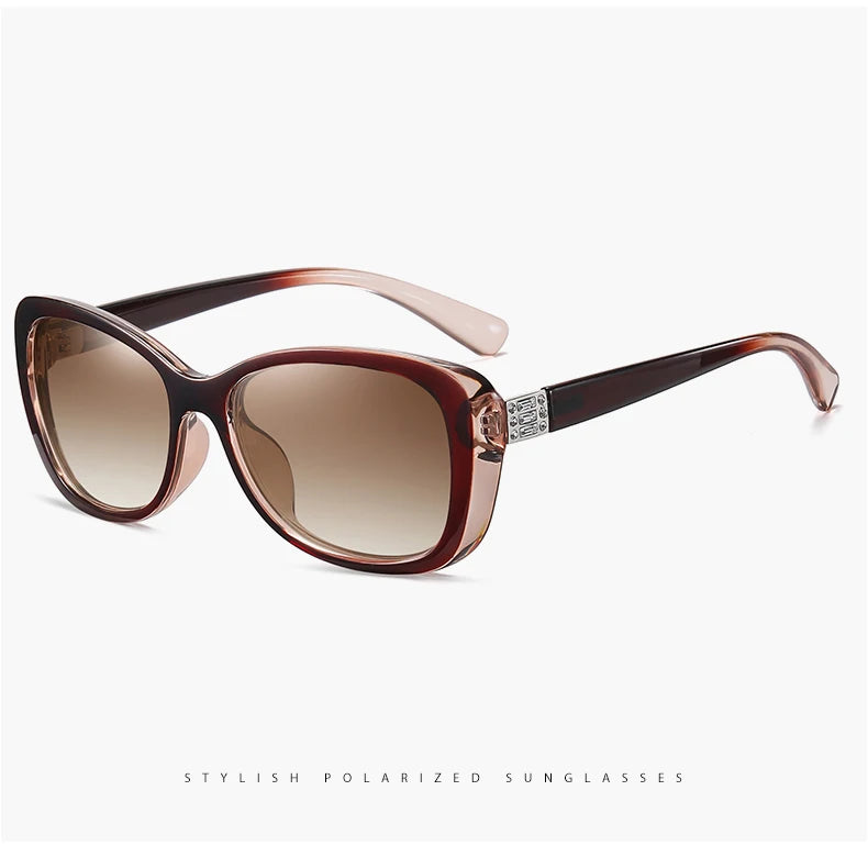 Diamond Gradient Polarized UV400 Square Sunglasses for Women Driving Travel Glasses