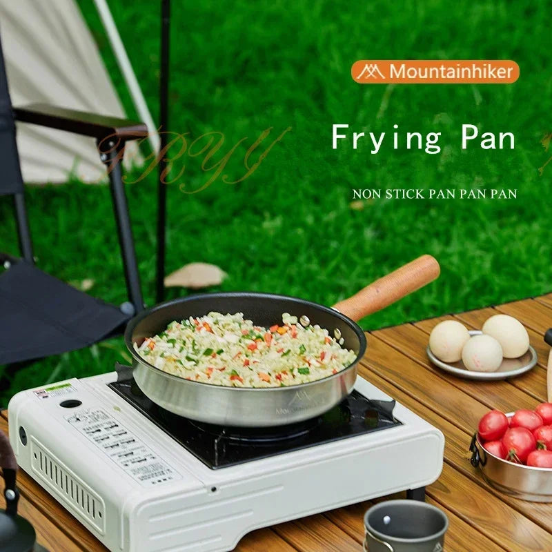 Outdoor Camping Non-stick Frying Pan Breakfast Pancake Pot  Stainless Steel Cooking Food Induction Cooker Fry Pan