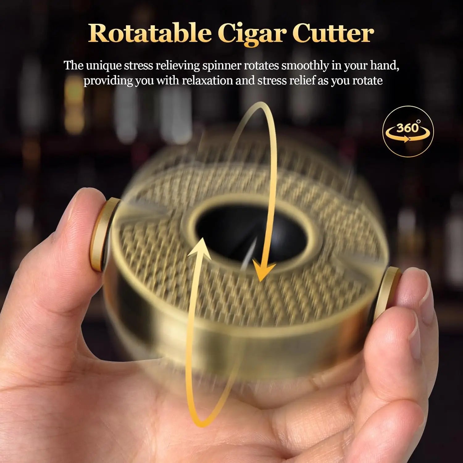 3-1 Cigar V Cutter with Stainless Steel Blade, Cigar Holder and Decompression Rotator, Round Cigar Cutter Ergonomically Designed