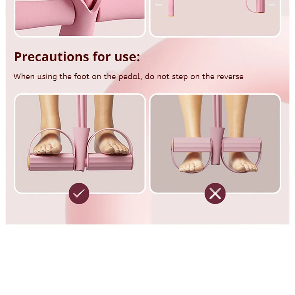 4-Tube Yoga Pedal Puller woman Resistance Bands Abdomen Waist Arm Training Elastic Pull Rope Fitness Equipment