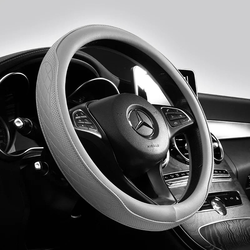 Perforated Nappa Leather Car Steering Wheel Cover 37CM 38CM