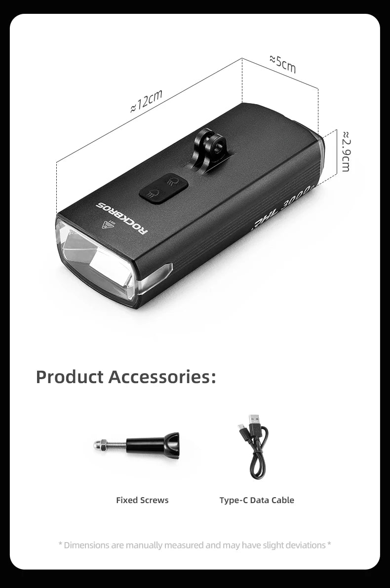 3000LM Bike Light 10000mAH Flashlight High-Low Beam Bicycle Front Light Powerbank Waterproof MTB Road Cycling Headlight