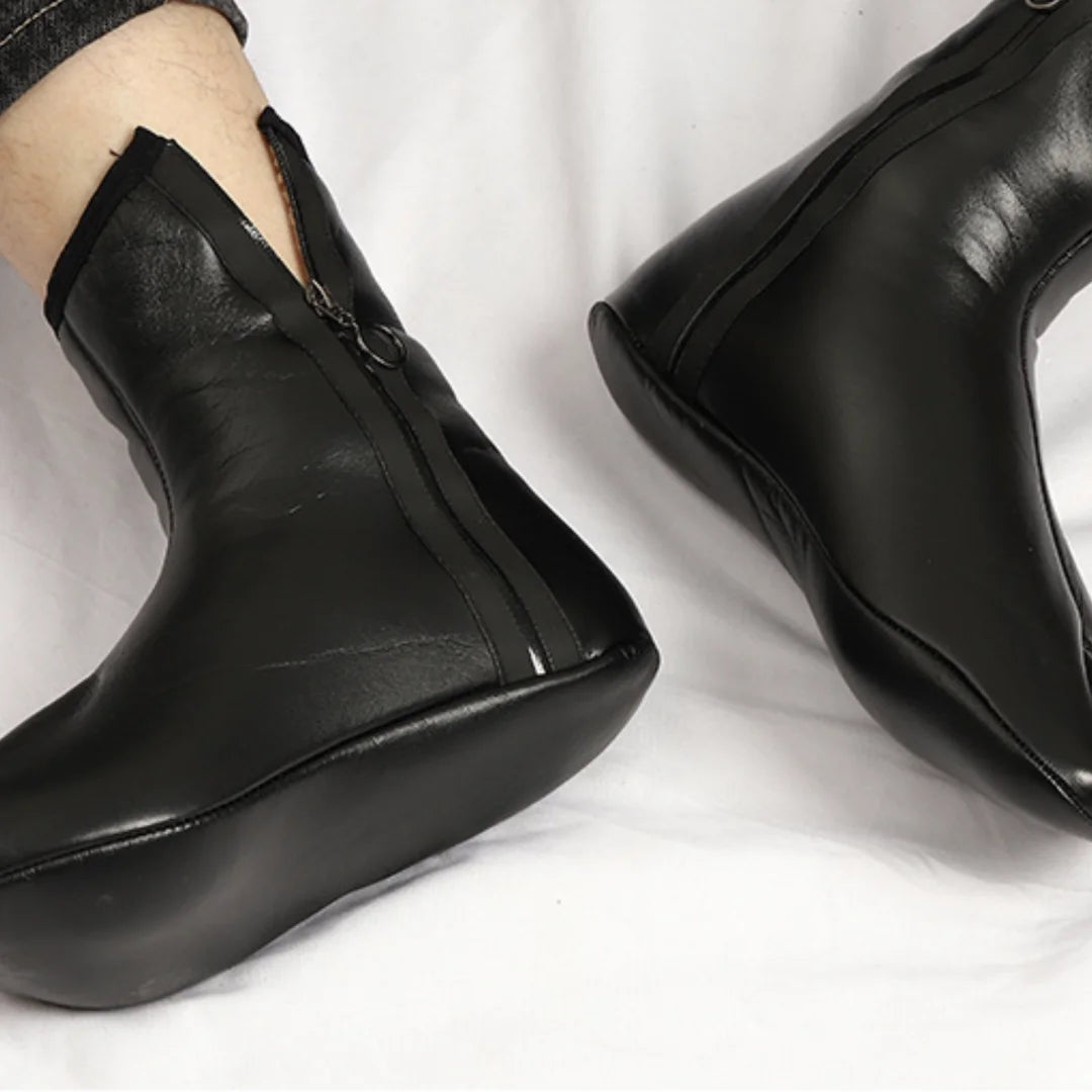 Socks Winter Warm PU Faux Leather Slipper Socks Fleece Lined Thermal Indoor Outdoor Home Non Slip Middle Tube Socks