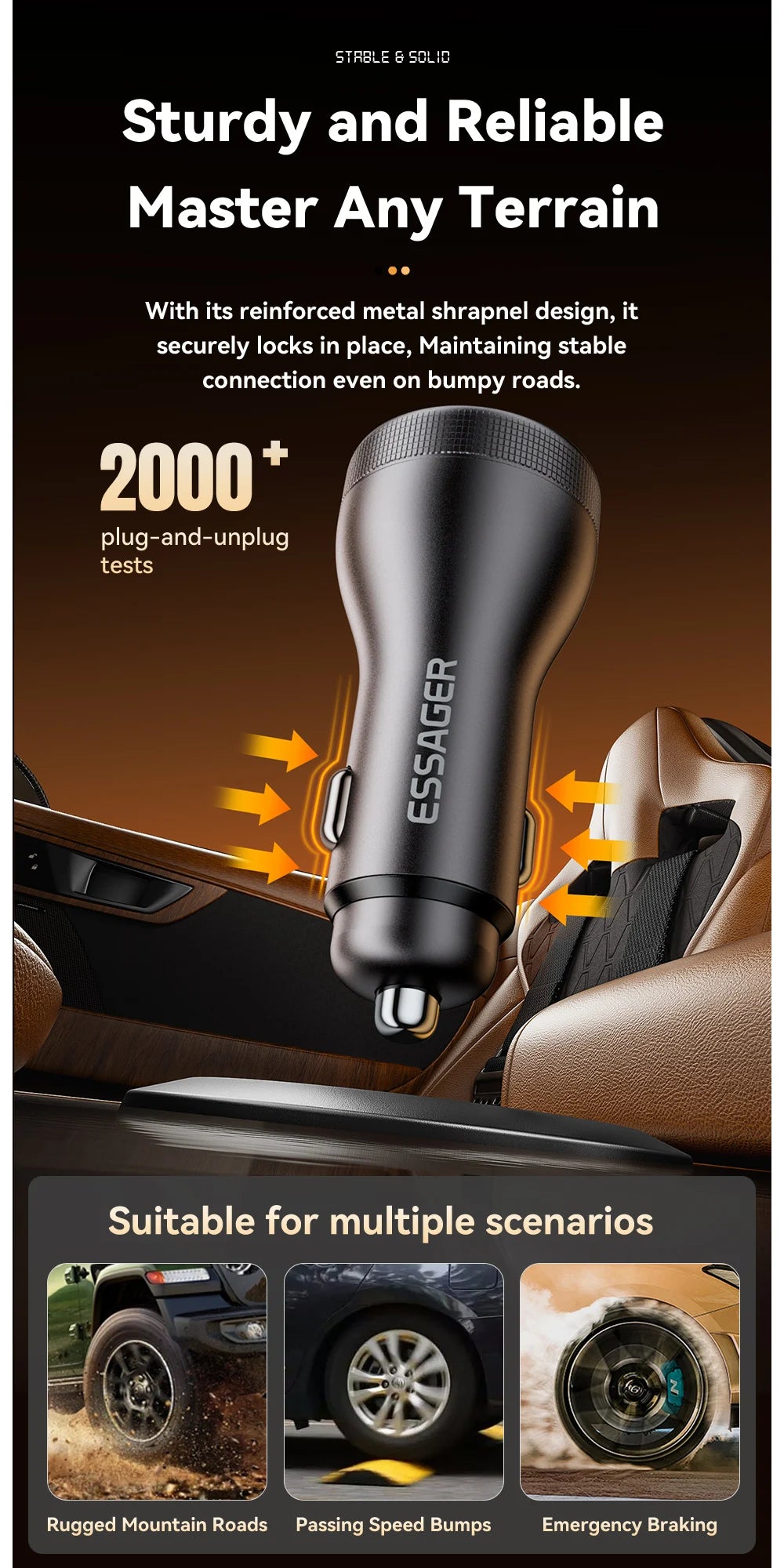 73W USB C Car Charger PD 3.0 QC 4.0 Fast Charging Dual Port Type C + USB Adapter