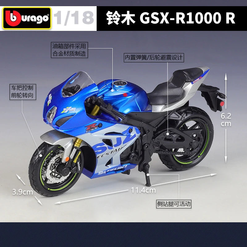 1 18 Scale Suzuki GSX R1000R Diecast Motorcycle Model