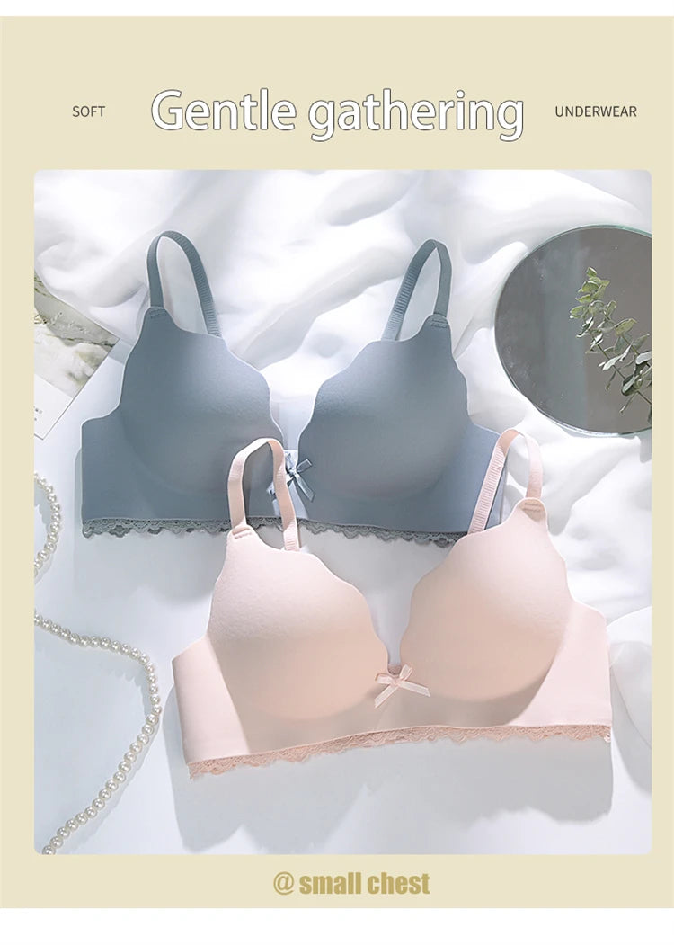 Women’s Brand Low-Cut Push-Up Bra – Soft, Comfortable Wireless Fashion Bralette