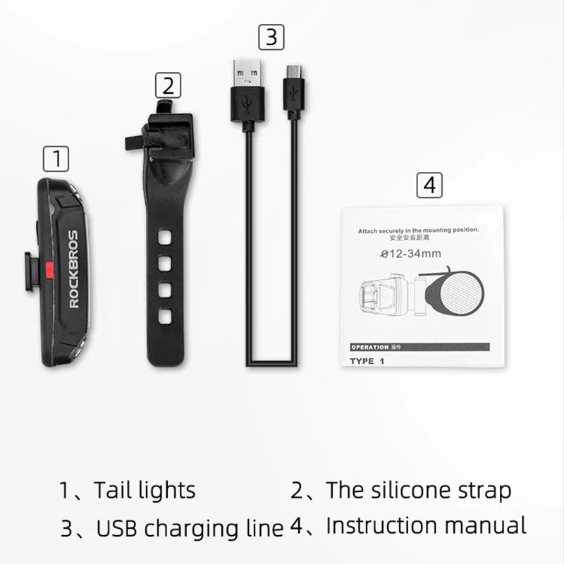 Bicycle Rear Light 500mAH USB Rechargable LED Lamp Bike Tail Light Warning Seatpost Riding Cycling Taillight