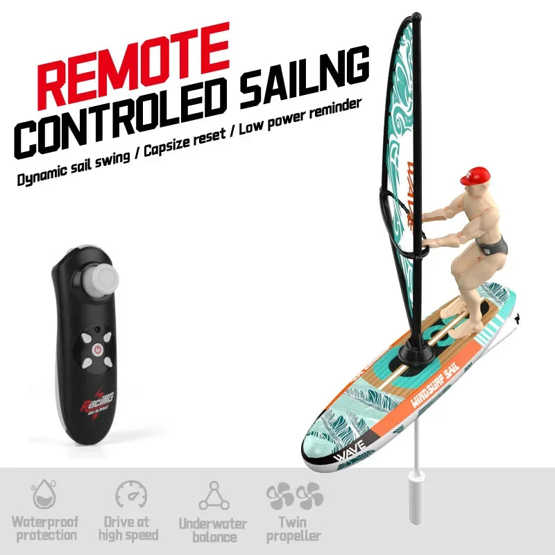 Rc Boat Sailboat Yachting Kayaking Remote Control Sailing Rowing Boat Paddling Summer Pool Waterproof Water Competition Toy