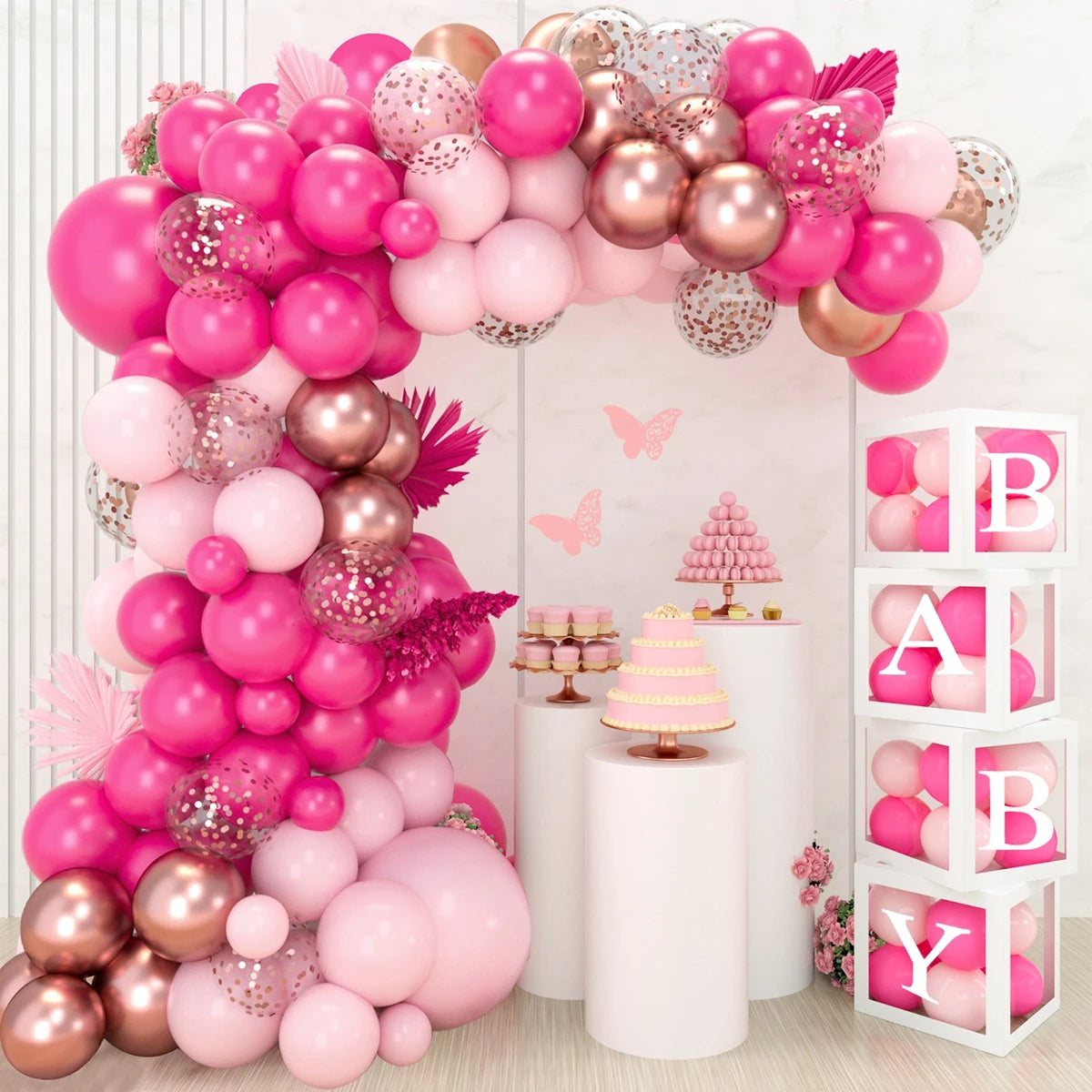 Macaron Rose Pink Balloon Garland Arch Kit Birthday Party Decor Kids Wedding Birthday Party Supplies Baby Shower Latex Balloon