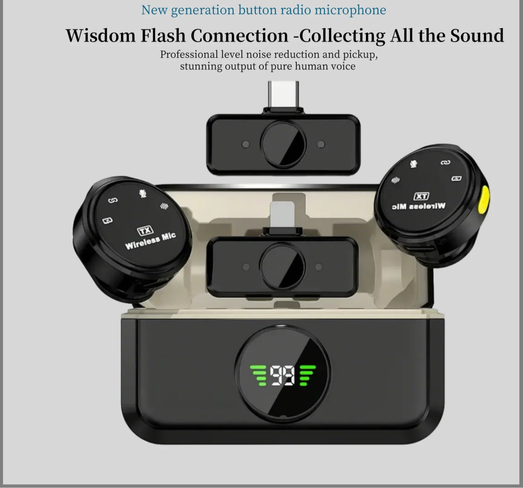 wireless lavalier microphone portable microphone suitable for iPhone, Android, mobile live streaming, game recording