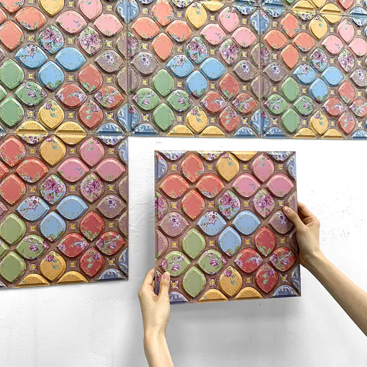 3D Wall Sticker Self-adhesive Boho Wall Panel Peel and Stick Tile Backsplash for Kitchen Bathroom Living Room Waterproof