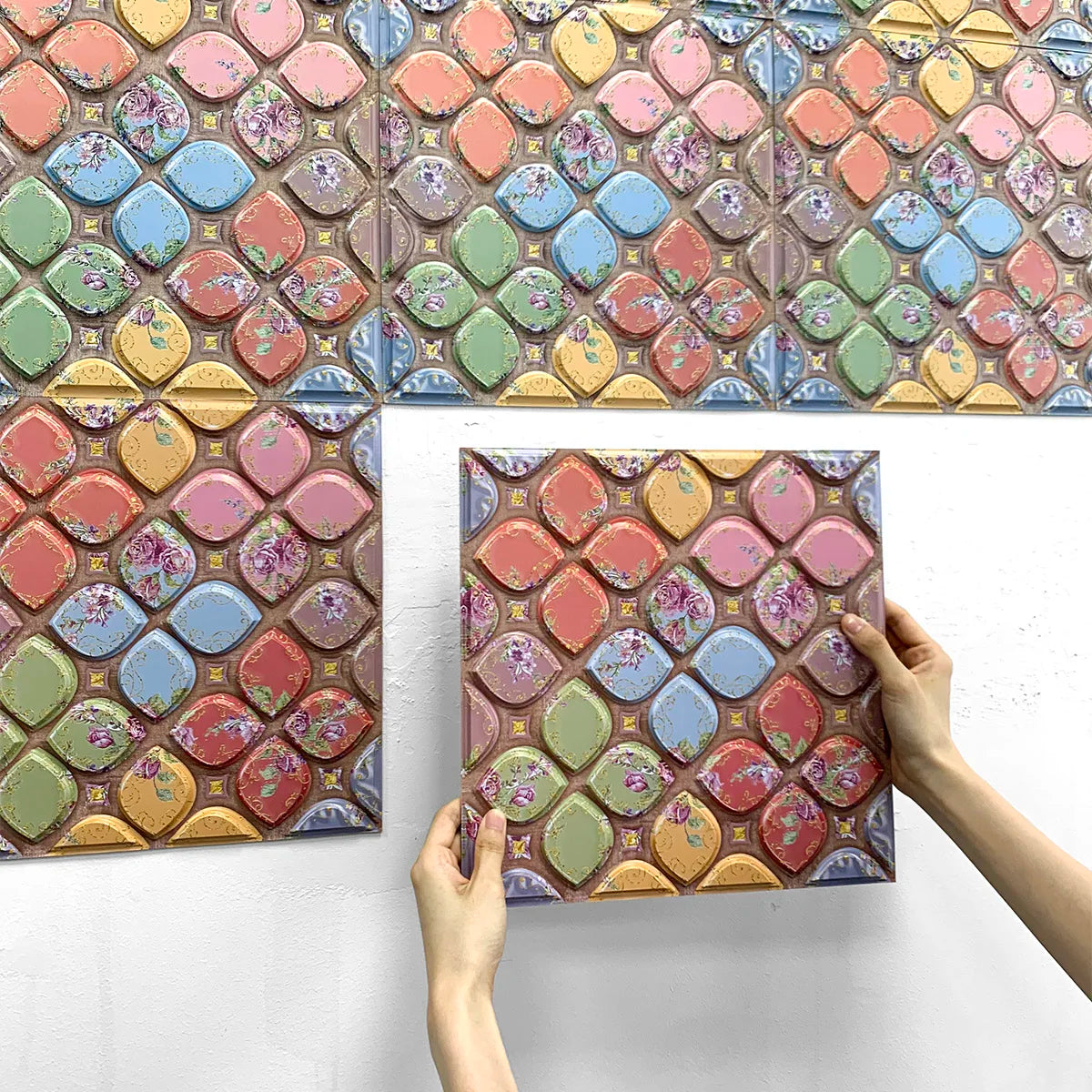 3D Wall Sticker Self-adhesive Boho Wall Panel Peel and Stick Tile Backsplash for Kitchen Bathroom Living Room Waterproof