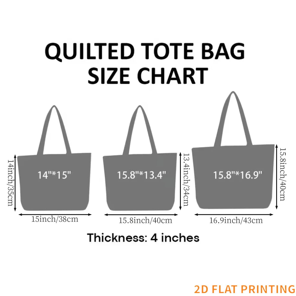 Butterfly Print Quilted Tote Bag Large Capacity Multi Functional Shoulder Handbag