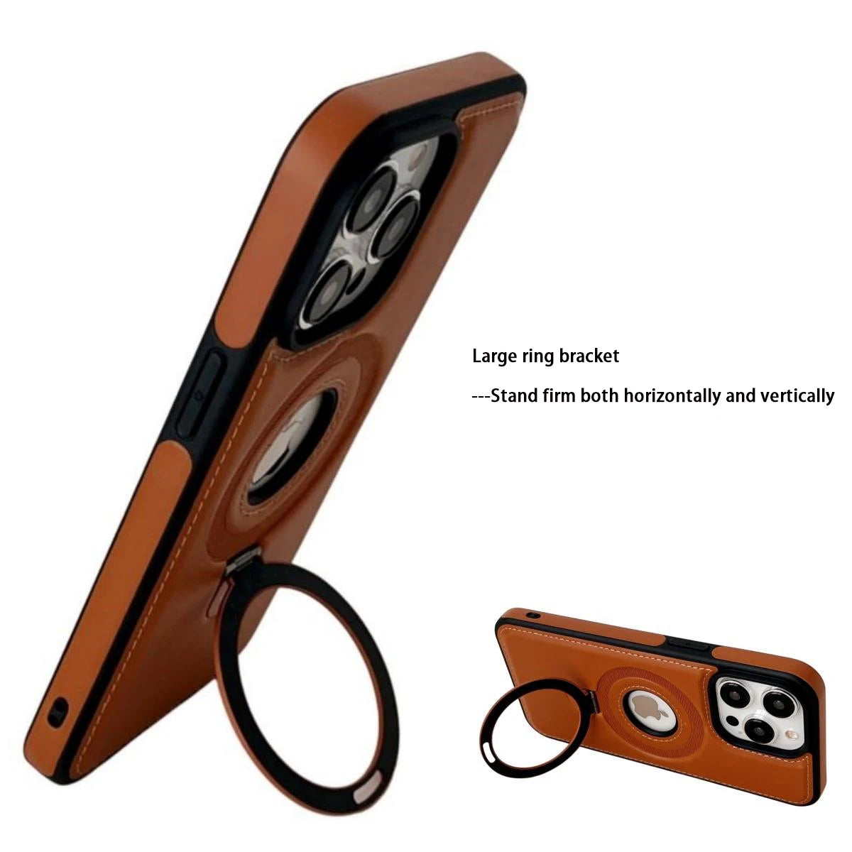 Leather for Magsafe Case For iPhone 16 15 Pro Max 14 Plus 16Pro Luxury Protection Magnetic Ring Holder Back Cover