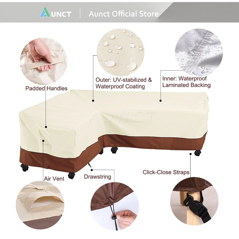 L Shape Corner Outdoor Sofa Cover Waterproof Rattan Corner Furniture Cover V Shape Sofa Table Chair Protective Dust Covers