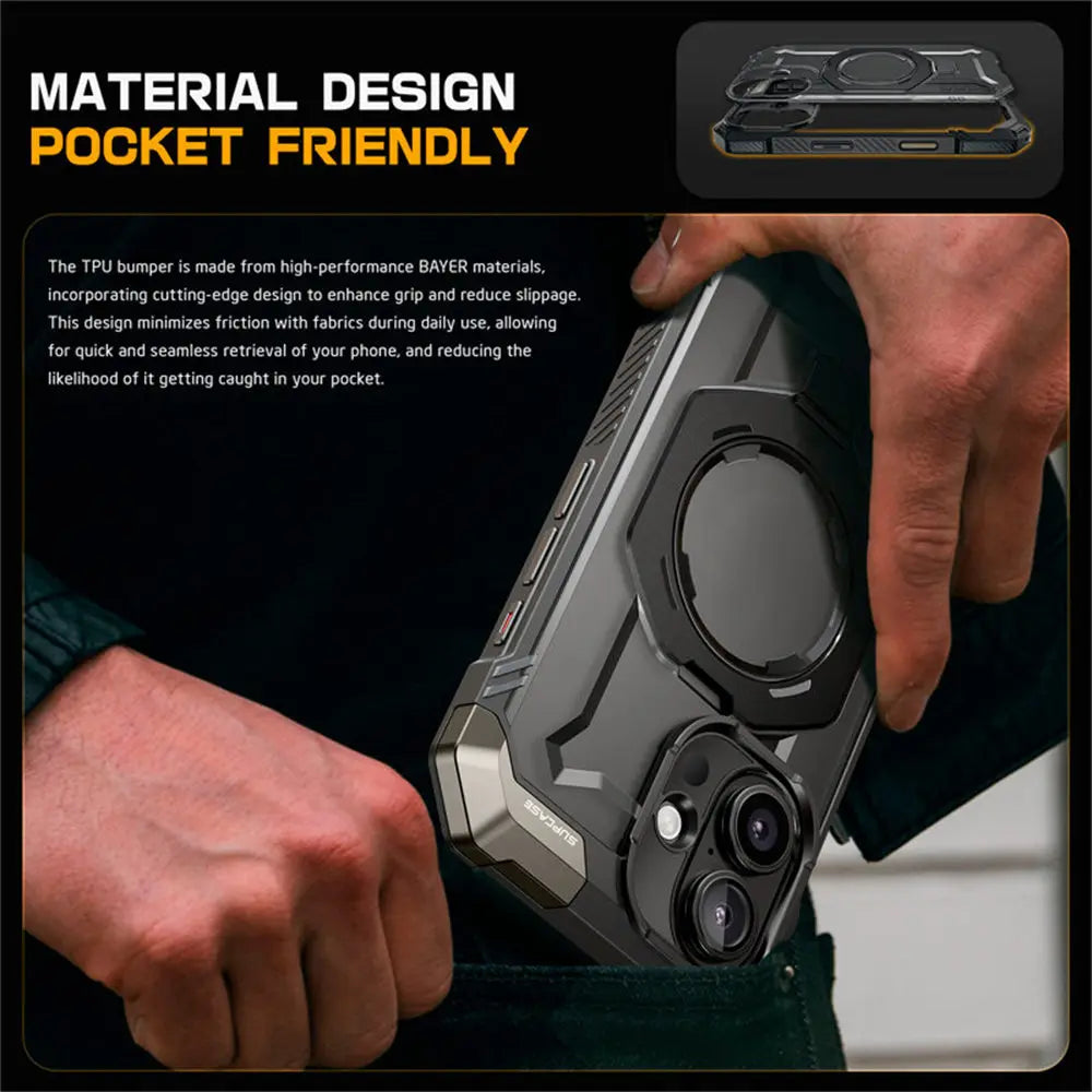 For iPhone 16 Case with Camera Control Capture Button UB Grip Heavy Duty Rugged  MagSafe Phone Case with Stand