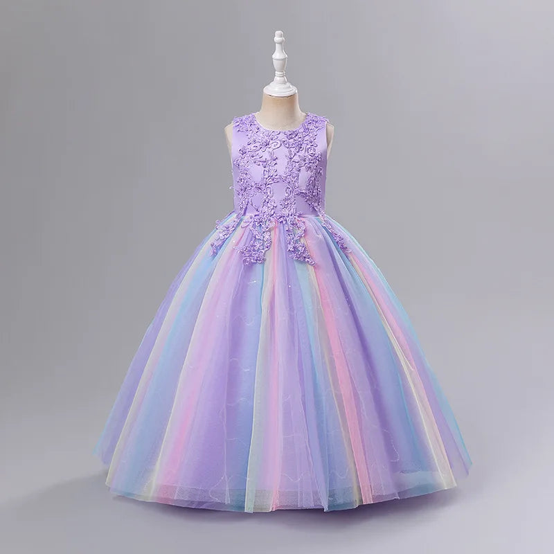 Girls Princess Ball Gown Floral Lace Tutu Dress for Flower Girl / Birthday / Pageant Wedding Party Dress