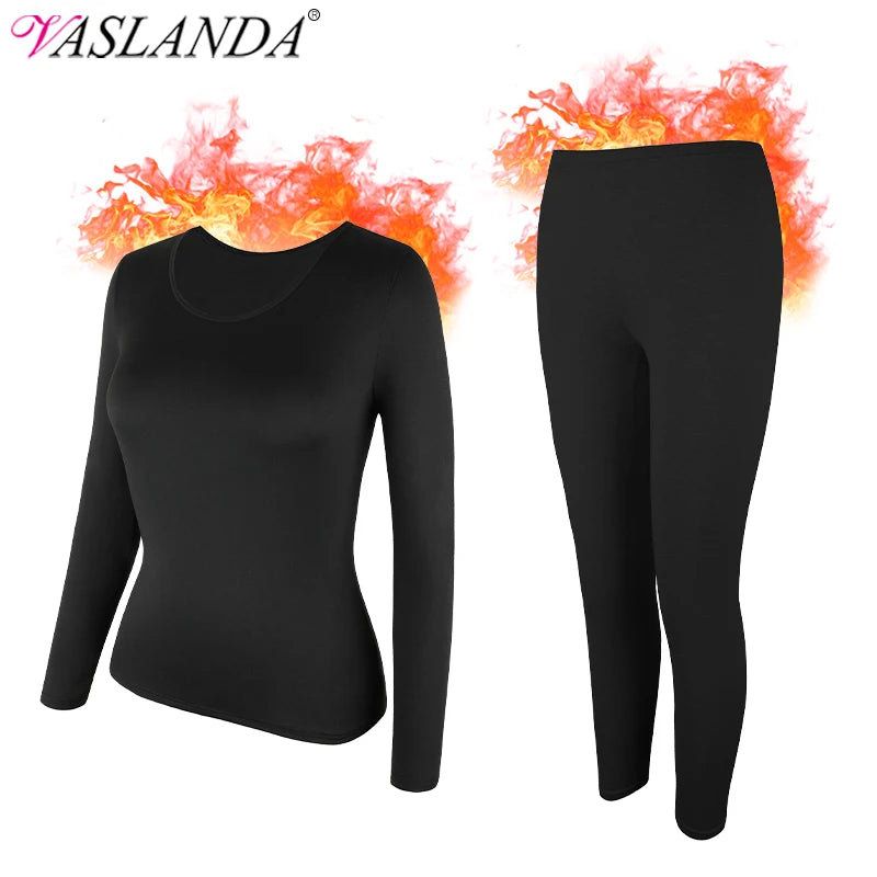 Thermal Underwear Black  for Women Long Johns Base Layer Cold Weather Top Bottom Ultra-Soft Women's Underwear Set