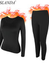 Thermal Underwear Black  for Women Long Johns Base Layer Cold Weather Top Bottom Ultra-Soft Women's Underwear Set