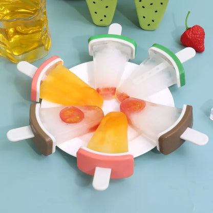 4pcs/set Watermelon Shape Ice Cream Mold with Handle DIY Ice Popsicle Mold for Fruits Juice Milk Kitchen Ice Tray Maker Tools