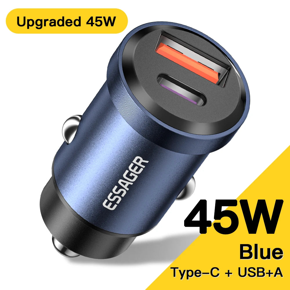 30W / 45W USB-C + USB-A Fast Car Charger (PD + QC 4.0)