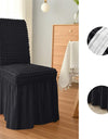 1PC Seersucker Chair Cover with Skirt Stretch Wedding Chairs Covers Dining Room Universal Size Seat Slipcovers for Banquet Party