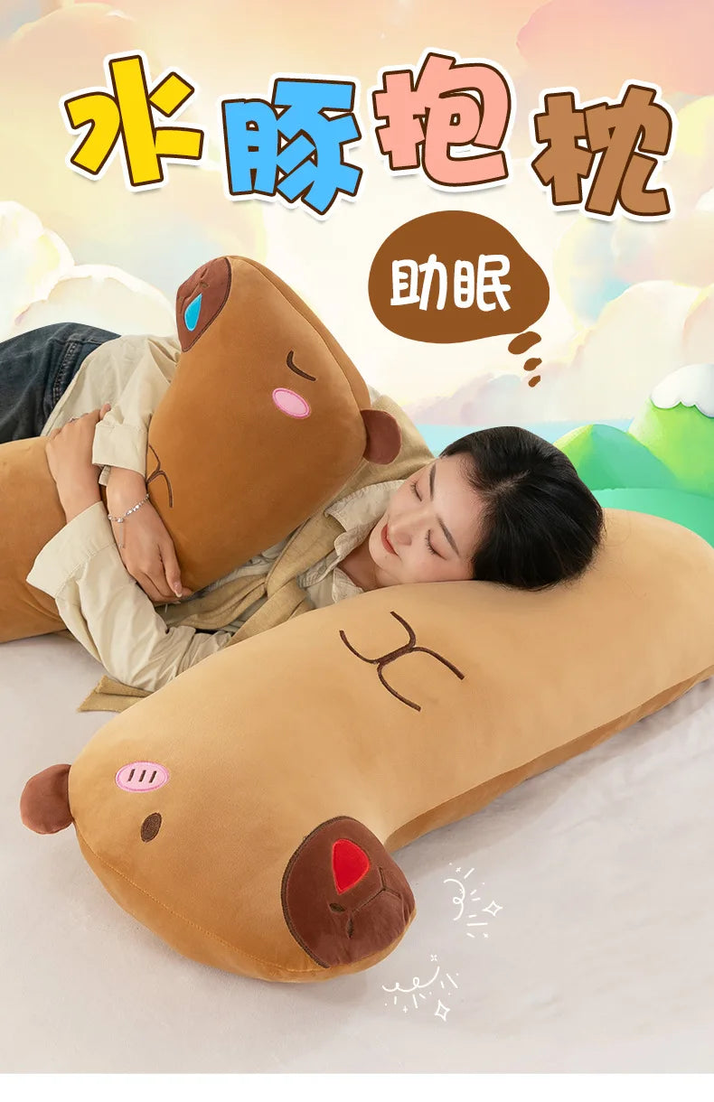 65/85/105cm Kawaii Capybara Plush Long Pillow Toys Sleeping Pillow Soft Cartoon Stuffed Animal Capibala Dolls Kids Children Gift