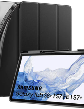 Trifold Stand Case For Samsung Galaxy Tab S8 Plus 12.4 Inch 2022/Tab S7 FE 2021/S7 Plus 2020,Shockproof Full Body TPU Cover
