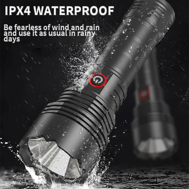 High Intensity LED Flashlight Type-C Rechargeable Fixed Focus Aluminum Torch Outdoor Ultra Bright