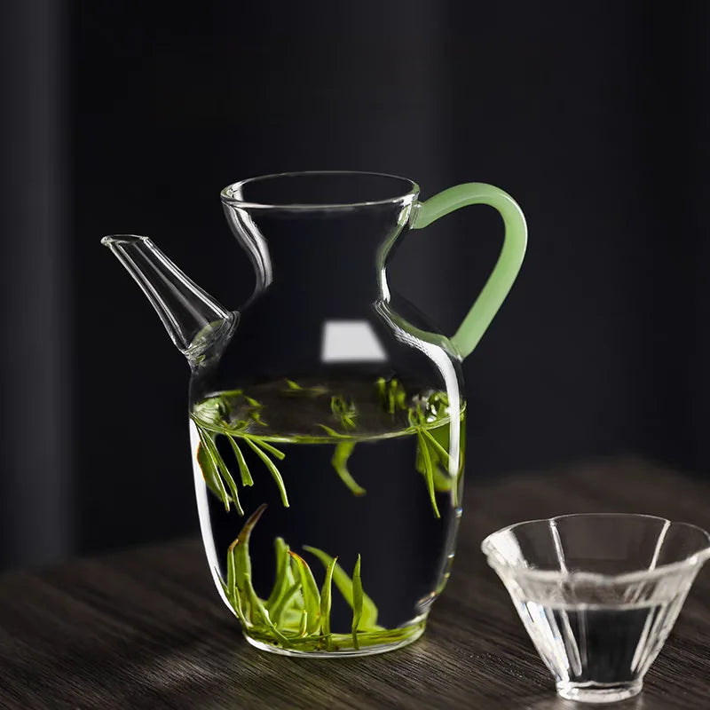250ml Imitation Jade Handle Glass Teapot