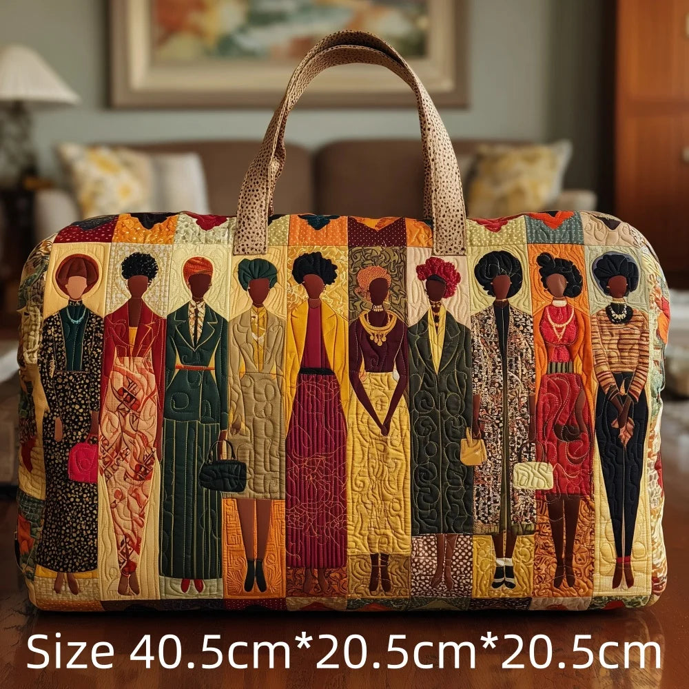 3D Quilted African Tote Bag for Women Colorful Tribal Print African Ladies Sunset Fruit Basket Gym Boho Festival Overnight Bags