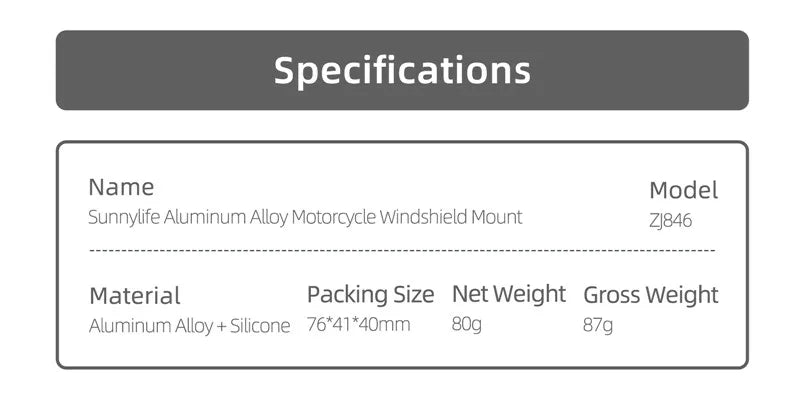 Motorcycle Windshield Clip Mount for Action Cameras and Smartphones