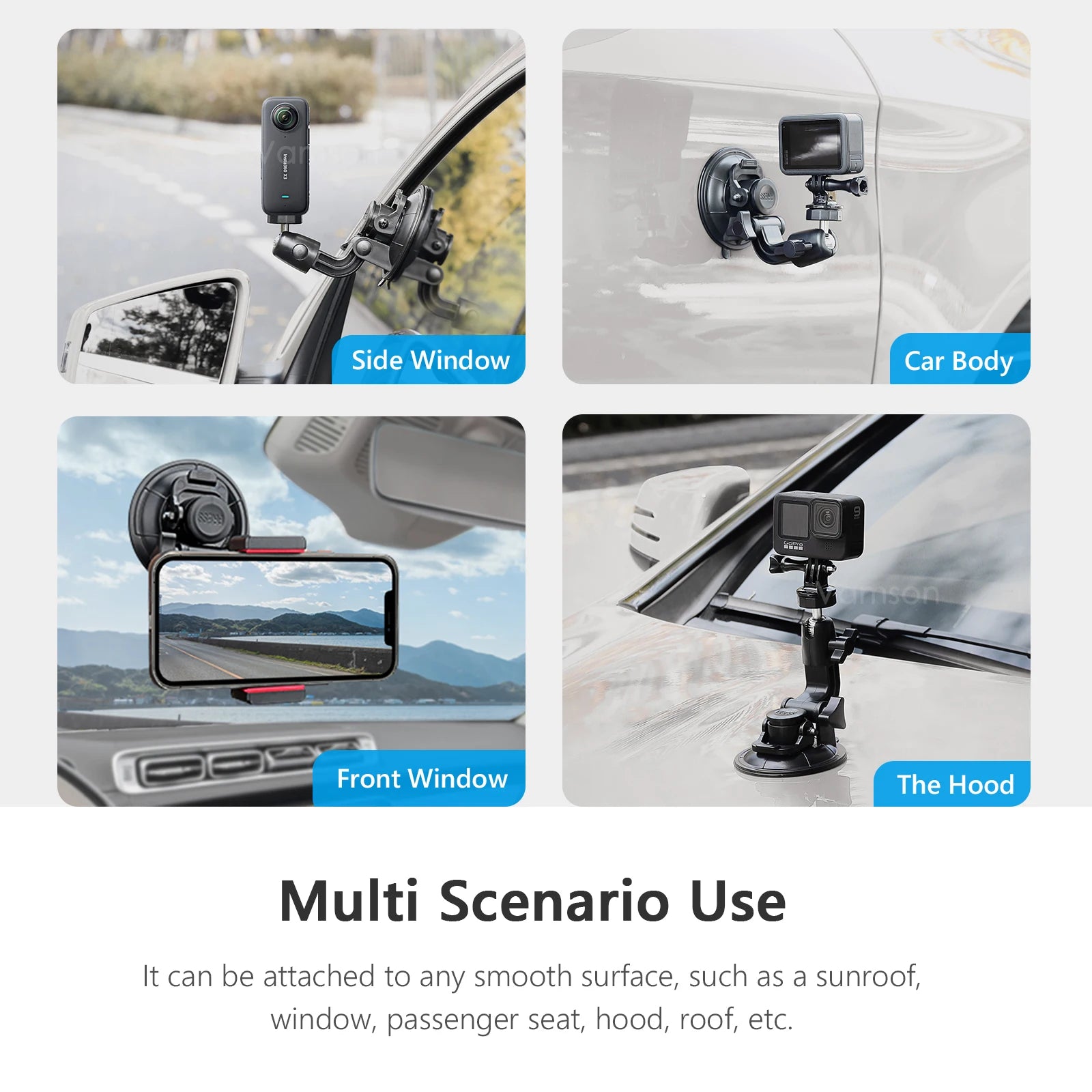 for Go Pro 11 10 Accessories 9cm Diameter Car Phone Suction Cup Holder for Insta360 X3 One X2 for SJCAM DJI OSMO Action