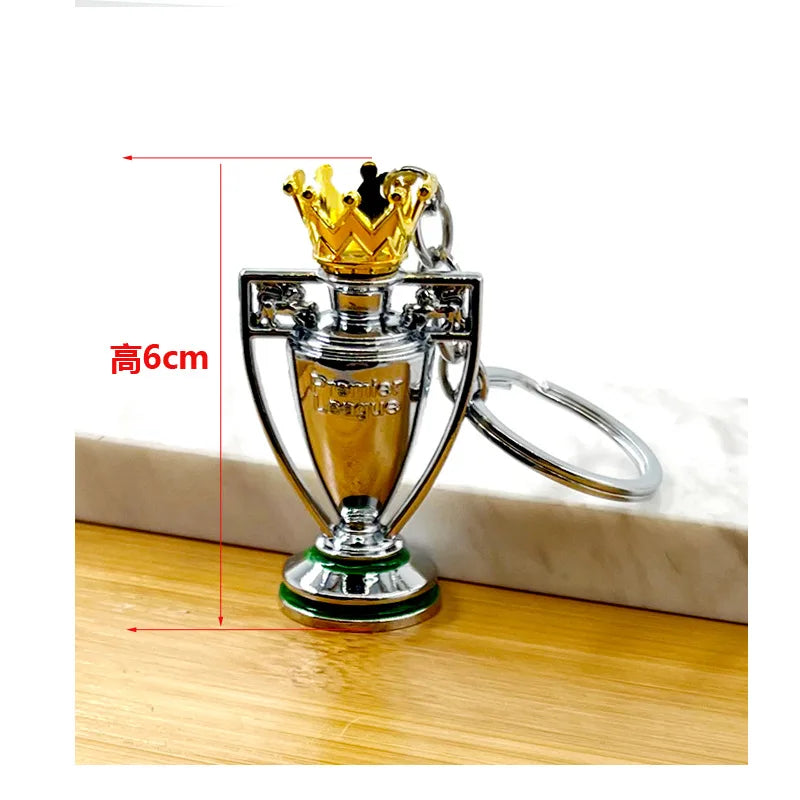 Football Trophy Metal Keychain Soccer Fan Collectible Pendant Gift