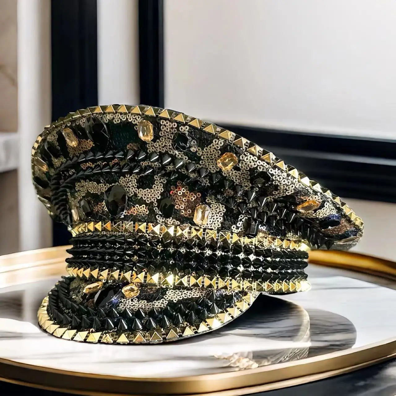 Steampunk Dark Gold Punk Captain Hat Masquerade Halloween Military Cap Halloween Party Adult Party Cruise party Music Festival