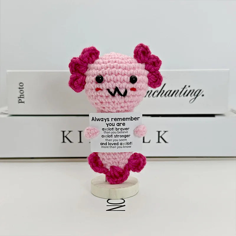 3 Pcs Funny Positive Crochet Sunshine Doll Desktop Ornament Handmade Cheer Emotional Support Positive Sun with Card Home Party Decor