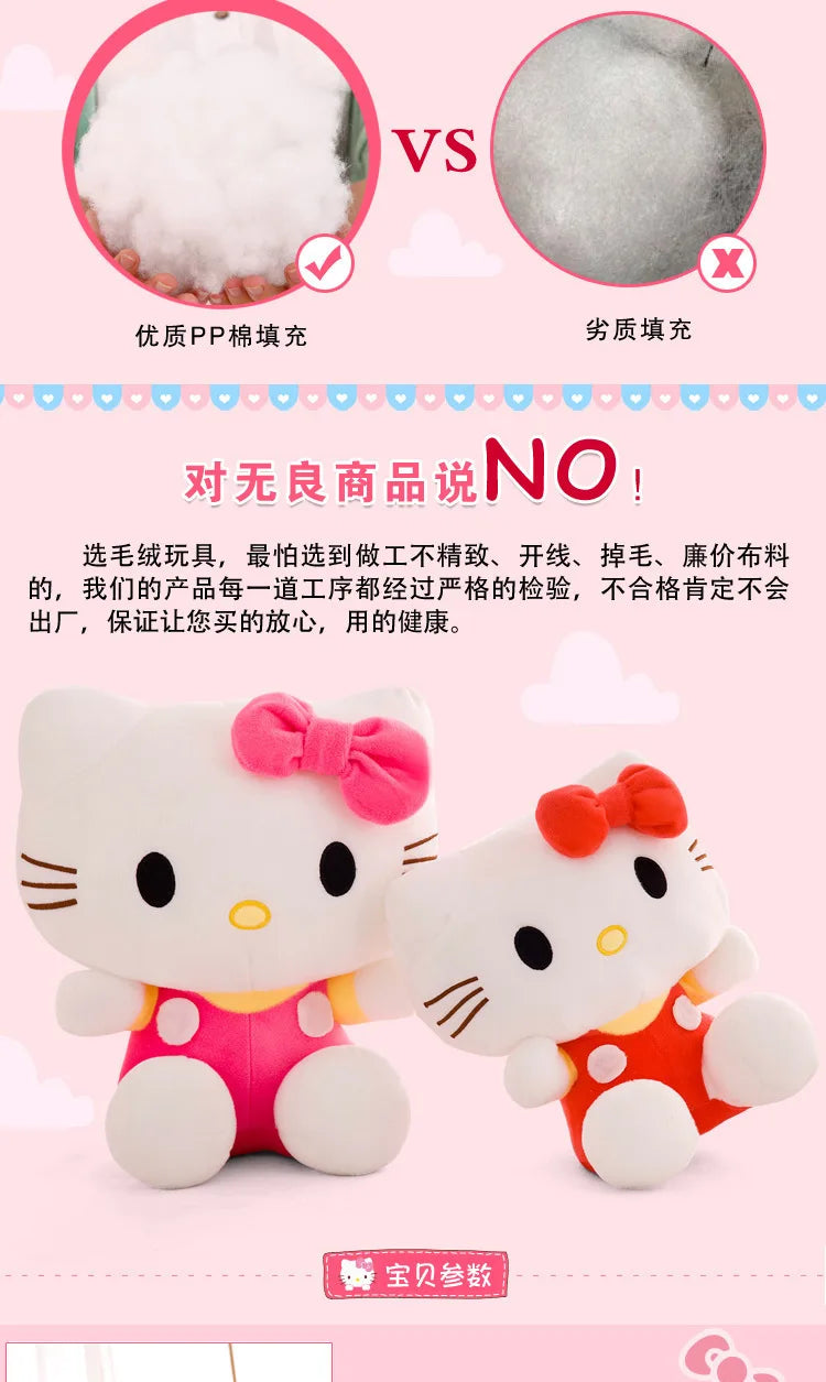 Sanrio Kawaii Hello Kitty Plush Toy KT Cat Stuffed Doll Cute Kitty Soft Toy for Kids Birthday Gift Perfect for Girls and Kids