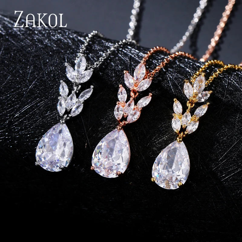 Water Drop Cubic Zirconia Pendant Necklace