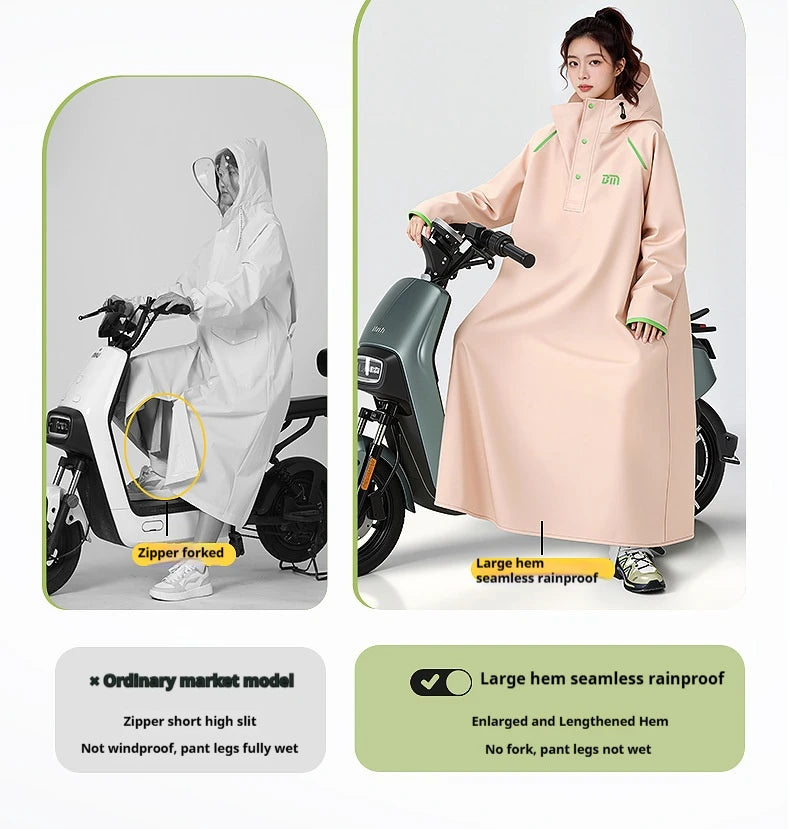 Thickened Full Body Waterproof PVC Raincoat for Motorcycle and Electric Scooter Riding