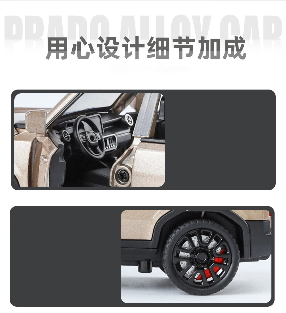 1/32 PRADO Land Cruiser Alloy Car Model Diecast Metal Off-road Vehicle Car Model Simulation Sound and Light Toy Gift
