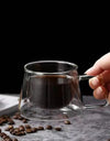 200ml Double Wall Glass Coffee Cups Espresso Clear Insulated Tea Mugs Heat Resistant Handle Mug For Latte Cappuccino