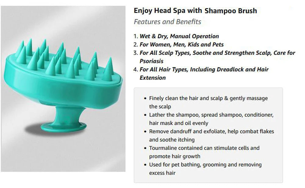 Head Massage Instrument Silicone Hair Scalp Massage Brush Comb Shampoo Hair Washing Comb Magic Handle Brush Spa Massage Brush