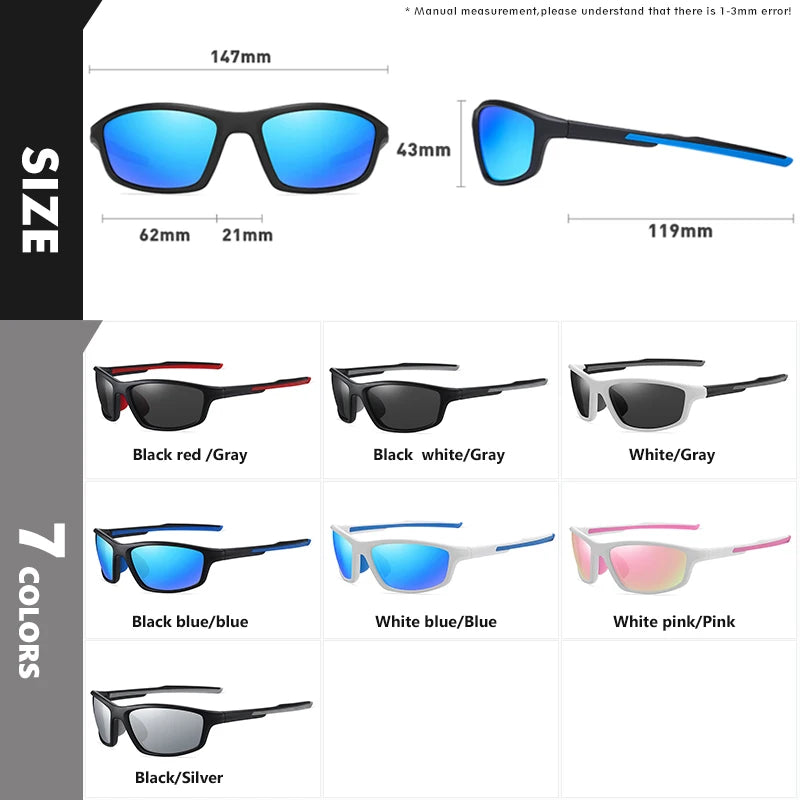 TR90 Polarized Outdoor Sports Sunglasses UV400 Mirror Anti-Glare Driving Glasses for Men Women