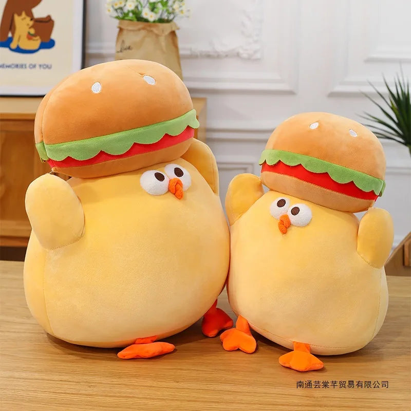 Cartoon Burger And Chicken Plush Toy Soft Throw Pillow