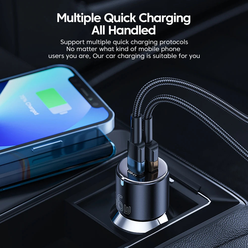 66W USB-C + USB-A Fast Car Charger (PD + QC 3.0)